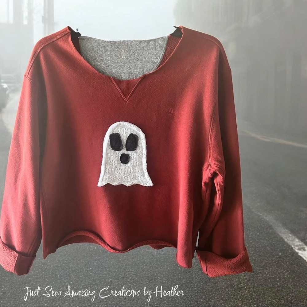 Red Ghost Patch Sweater